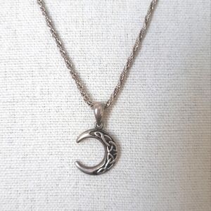 925 Celtic Moon Crescent Pendant Sterling Chain